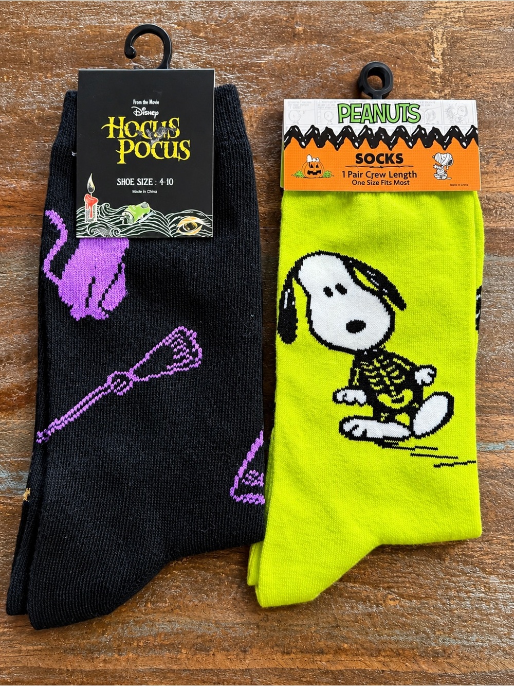 Disney Hocus Pocus Peanuts Snoopy Halloween Crew Socks 2 Pair NWT